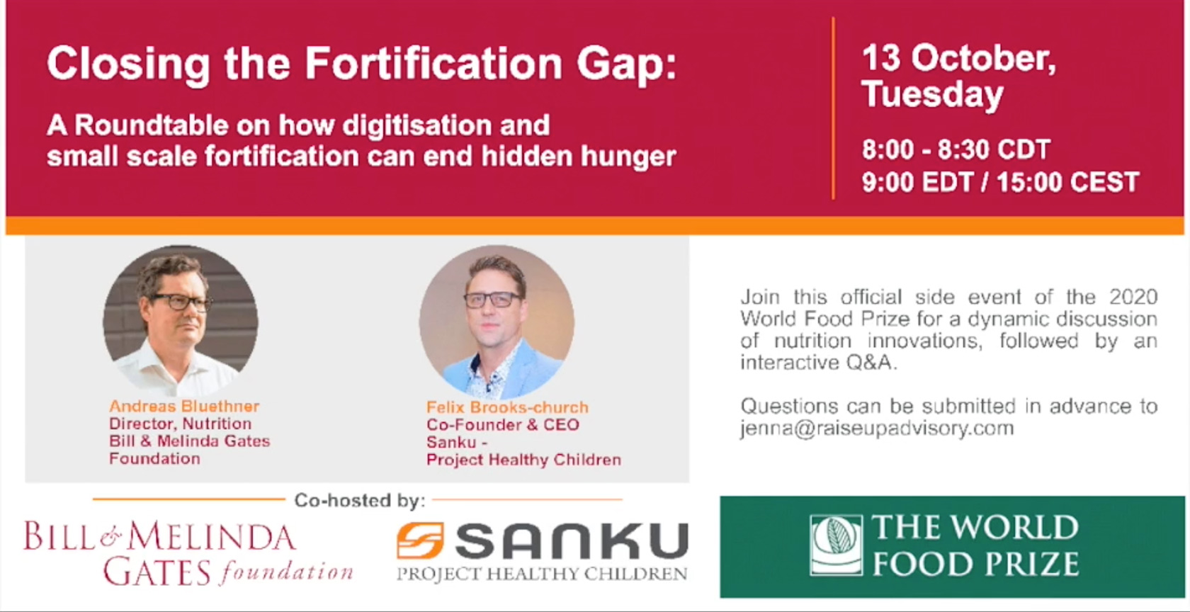 2020 World Food Prize side-event: Sanku and Bill & Melinda Gates Foundation